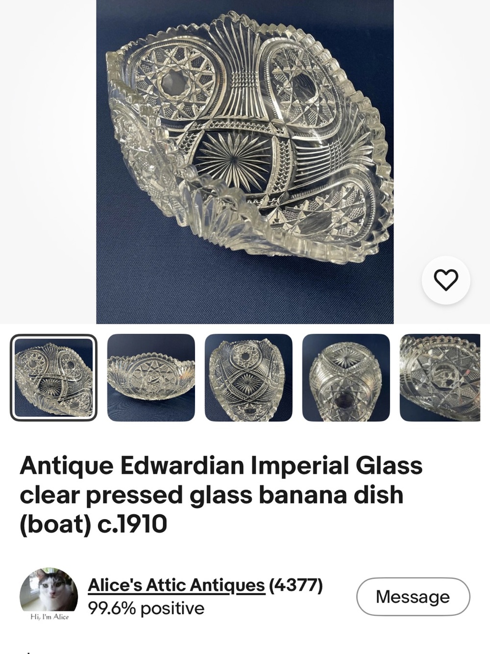 Clear Pressed Glass Serving Bowl - Elegant Cut Pattern